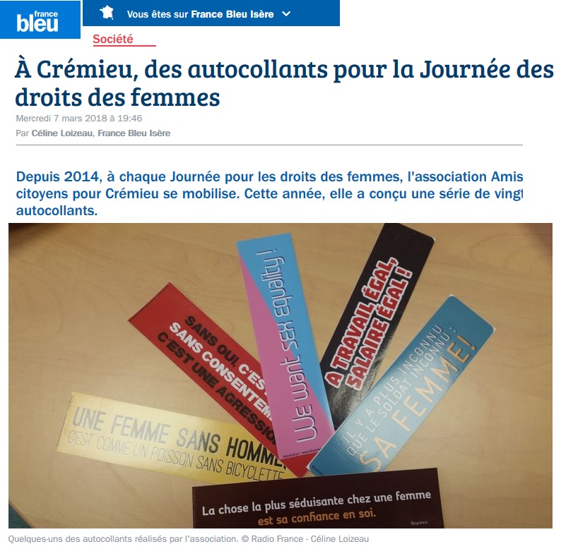 Des autocollants pour la Journée des droits des femmes