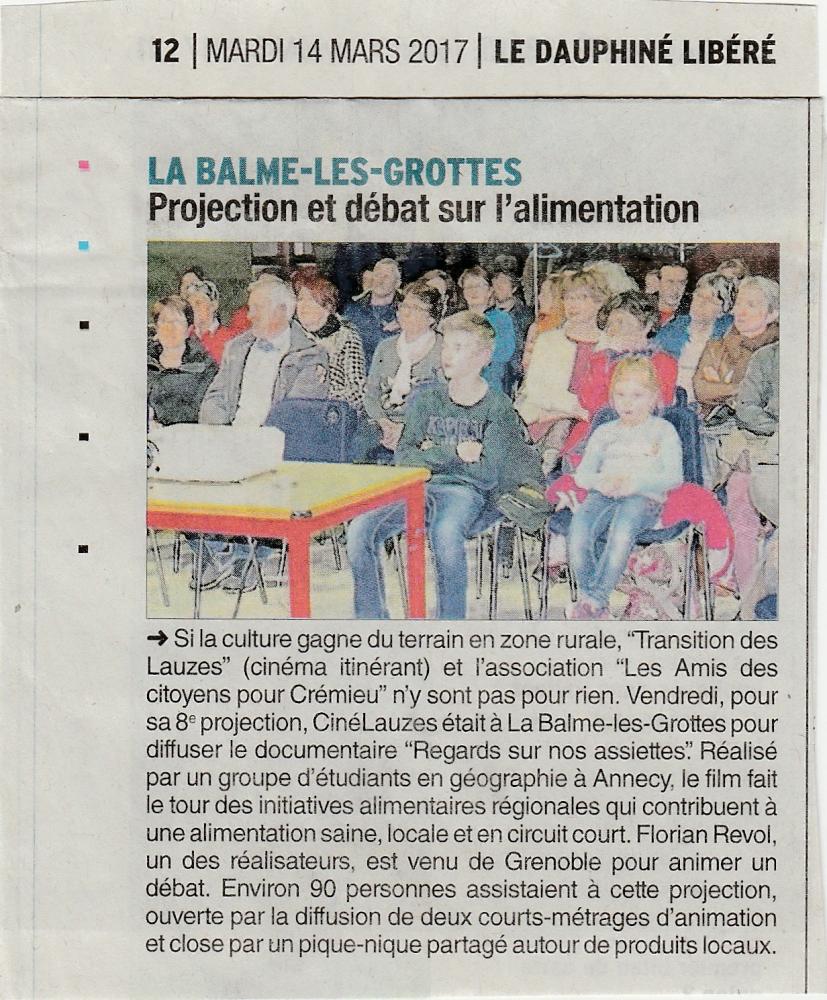 Cinélauze à la Balme : regard sur nos assiettes