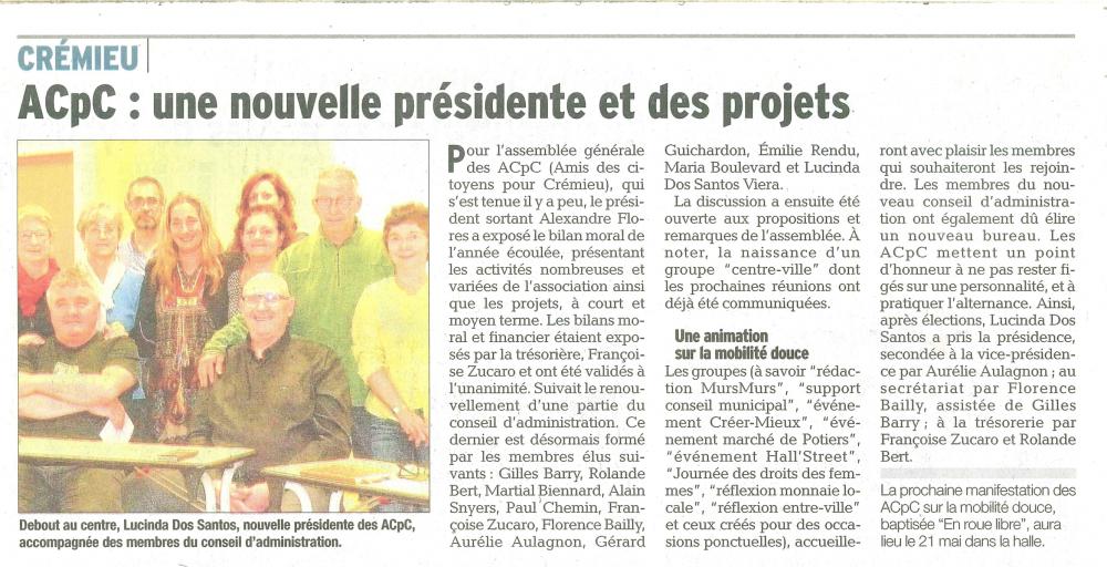 Une nouvelle présidente et des projets