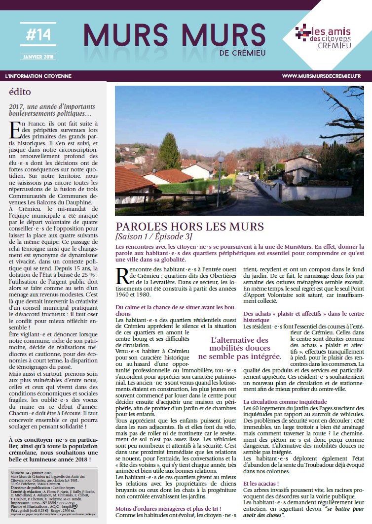 Murs Murs #14 – Janvier 2018